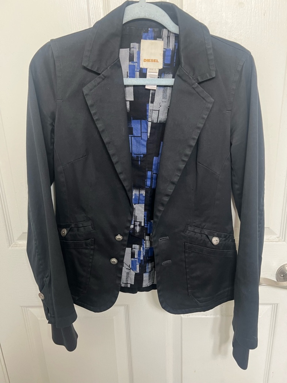 Diesel Black Cotton Blazer Womens Small